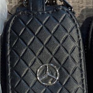 Mercedes Quilted Black Leather Key Fob Holder